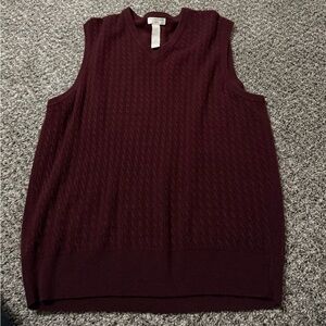 Dockers V Neck Sweater Vest Mens Large Burgundy Red Acrylic Extra Soft Pullover